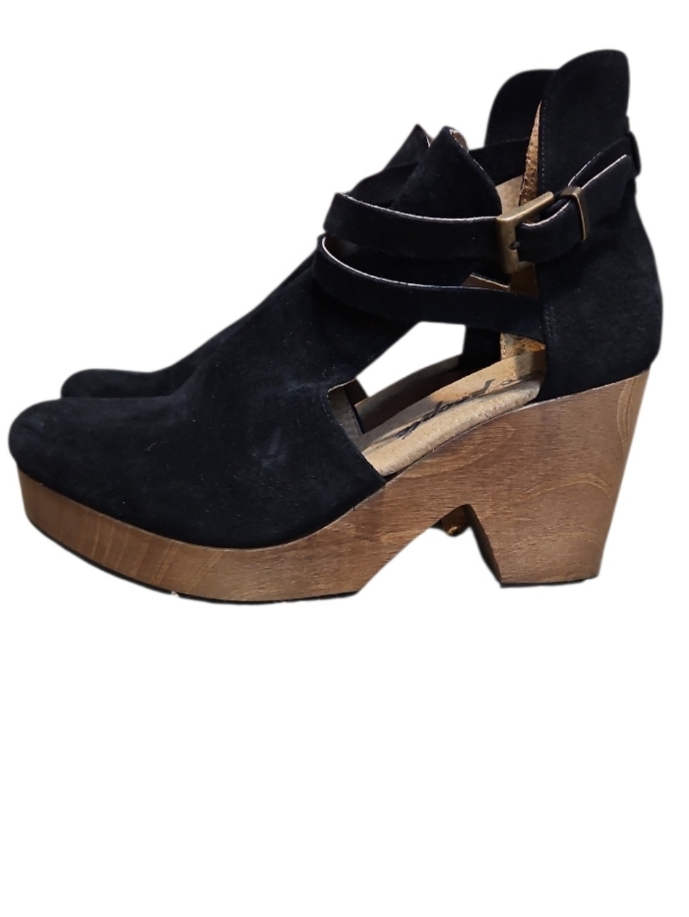 Free People Cedar Black Suede Clog Criscross Clog Platform Sandals - Picture 3 of 14